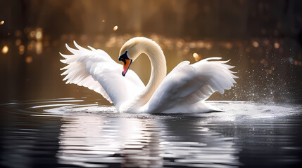 White swan in beautiful natural environment