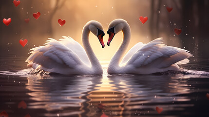Fototapeta premium White swan in beautiful natural environment
