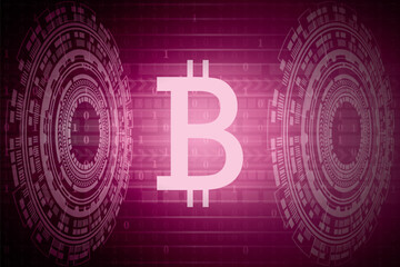 Obraz premium Technological background with the crypto currency bitcoin