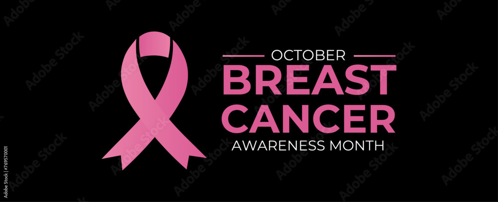 Wall mural Breast cancer awareness campaign banner background with pink ribbon. vector illustration of breast cancer awareness campaign in october month background. poster, flyer, cover, card, web, brochure. - Wall murals