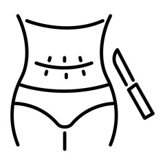 A well-designed linear icon depicting cesarean section 