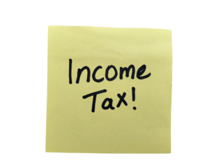 Income Tax on sticky note