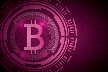 Obraz premium Technological background with the crypto currency bitcoin