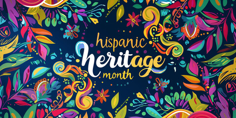 National Hispanic heritage month. Spanish culture celebration poster, card for social media, networks