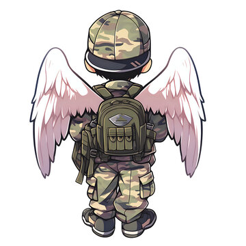 Guardian Angel Soldier.

Illustration of a soldier with angel wings, symbolizing protection and valor, ideal for veteran tributes, military appreciation content, and inspirational graphics.