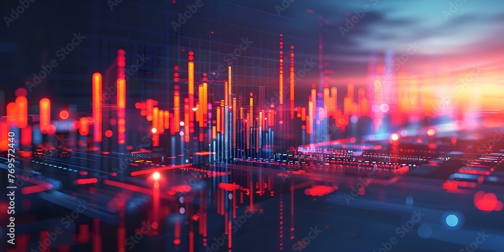 Poster connecting financial and banking data globally for stock analysis and economic development. concept 