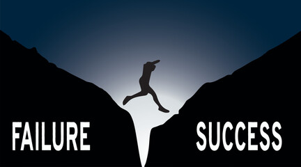 vector illustration of Business man start from failure to success. move up motivation, the path to success - Vector