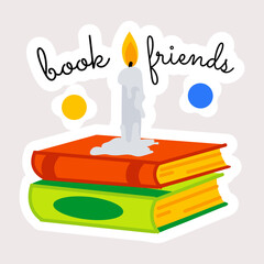 A customizable flat sticker of friend books 