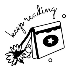 Get this glyph sticker of keep reading book 