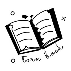 Get this glyph sticker of torn book 