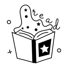 Captivating glyph sticker of tale book 