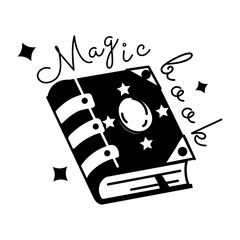 Creatively designed glyph sticker of magic book 