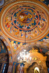 Fototapeta na wymiar Interior of Archbishop of Suceava and Radauti in Orthodox Monastery of St. John the New in Suceava, Romania 