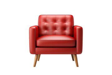 The Vibrant Ruby Chair - A Sit of Elegance. On a White or Clear Surface PNG Transparent Background.