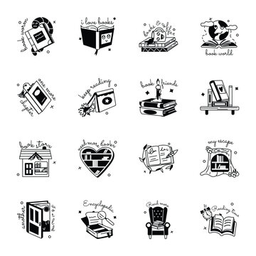 Handy Collection of Literature Glyph Stickers 

