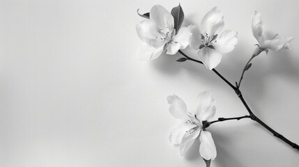 Minimalistic elegance with a single flower branch against a white background.