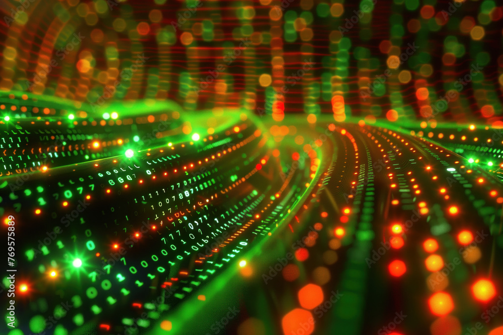 Poster abstract green computer internet and technology background. background image. created with generativ