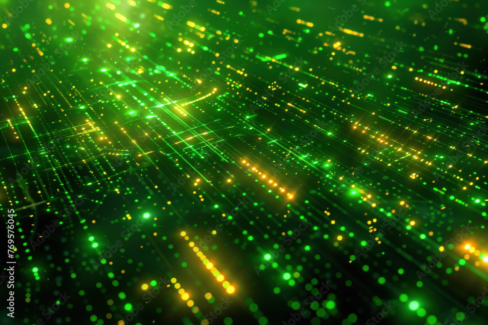 Poster abstract green computer internet and technology background. background image. created with generativ