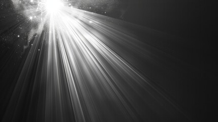 Shiny sunlight, sunburst design, digital lens flare on a black background, to be used as an overlay.