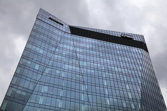 WARSAW, POLAND - MARCH 24, 2023: Gdanski Business Center GBC building in Warsaw with major companies as tenants: Allianz and KPMG.