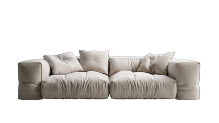 Obraz premium Color-changing Tiles Bring Playful Charm to Modern Bathrooms, Isolated on White Background - Side View with Sofa and Cushions