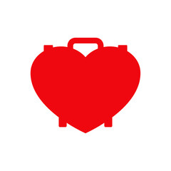 Logo i love travel. Silueta de maleta de viaje con forma de corazón para agencia de viajes - 769578892