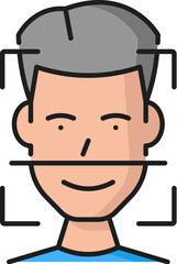 Facial recognition, biometric identification or verification icon. Isolated vector color sign, symbolizing advanced technology that analyzes and identifies individuals based on unique facial features