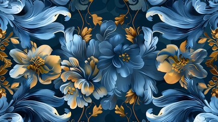 Elegant Baroque style floral background. Retro decorative flower art, digital illustration. - obrazy, fototapety, plakaty