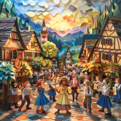 Origami Paper Town: Blumenau Oktoberfest Essence

