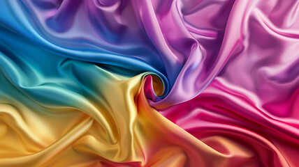 Fototapeta premium Luxurious colorful fabric with rainbow