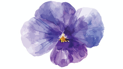 Violet flower watercolor Flat vector isolated on white