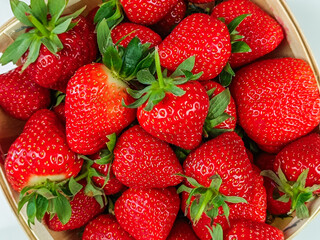 tas de fraises, en gros plan