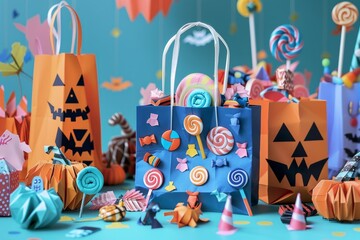 Origami Paper Town: Candy-Filled Trick or Treat Bags Essence

