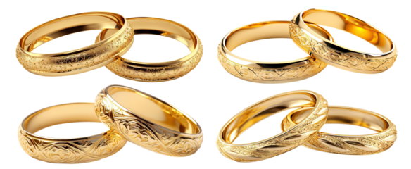 Set of golden wedding rings, cut out