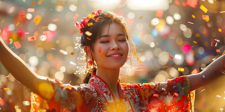 Asian woman celebrating American and Pacific Islander Heritage Month 