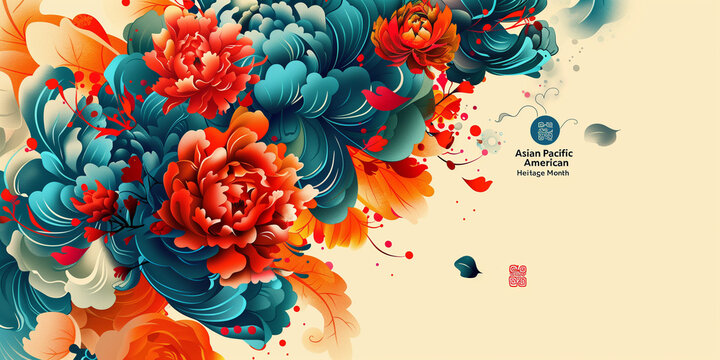 Asian American and Pacific Islander Heritage Month background, banner, logo