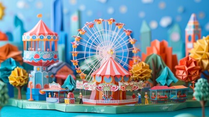 Obraz premium Origami Paper Town: Festa Junina Carnival Essence