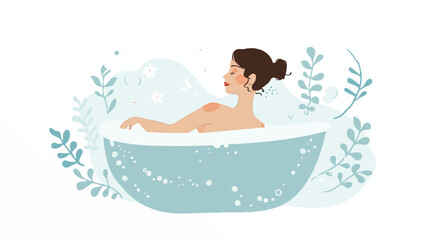 Woman in Bath Flat vector isolated on white background