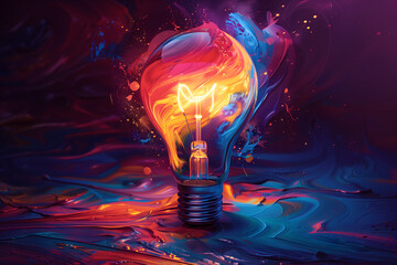 Colorful light bulb in different colors.  - obrazy, fototapety, plakaty