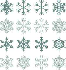 Flat vector illustrations set of snowflakes. Isolated SVG for Cricut