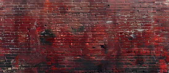 Reddish-brown paint on a brick wall.