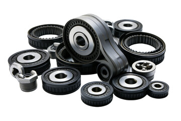 Rhythmic Rotation: A Galaxy of Rollers and Wheels on a Blank Canvas. On a White or Clear Surface PNG Transparent Background.