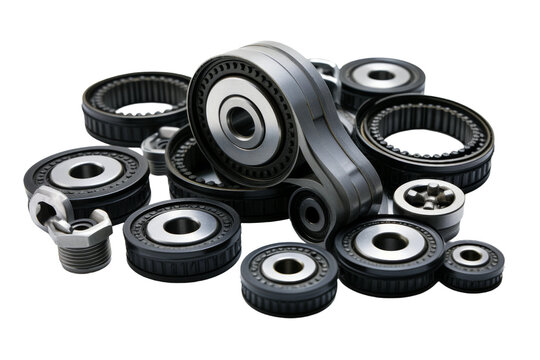 Rhythmic Rotation: A Galaxy of Rollers and Wheels on a Blank Canvas. On a White or Clear Surface PNG Transparent Background.