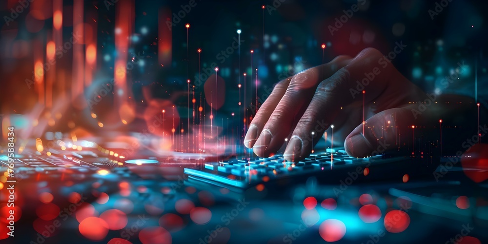 Aufkleber a businessman using a calculator to analyze financial data and growth on a digital graph chart. conc