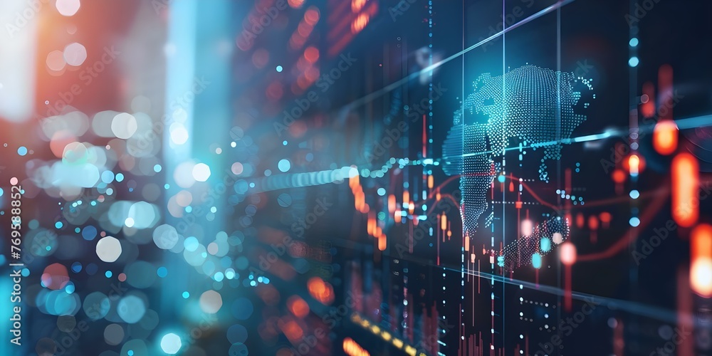 Poster global business network connecting financial and stock data for economic development and technology 