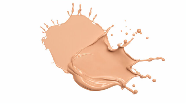 Liquid foundation splash isolated on white background. Dynamic makeup and beauty concept. Design for cosmetic advertising, beauty technology, and product innovation visuals.