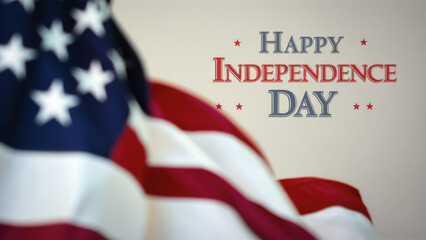 Fototapeta na wymiar Elegant Banner with American Flag and the Words Happy Independence Day