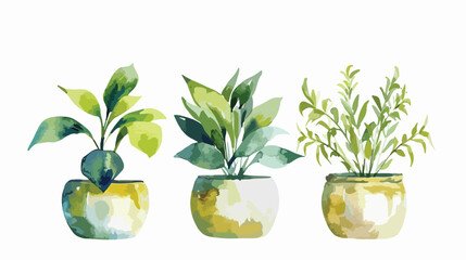 Opiary planter watercolor flat vector isolated on white - obrazy, fototapety, plakaty