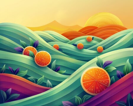 Valencia starberry Curve Smoothing Calming Rhythms Innovative Vector Landscapes ,