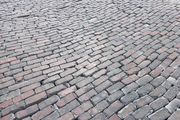 Old cobblestone street road surface
